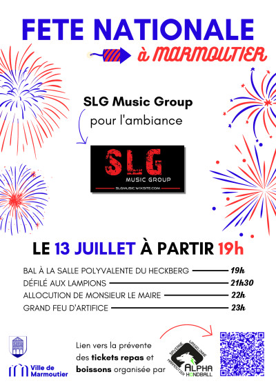 Jeudi 13 juillet 2023 Fête Nationale à Marmoutier