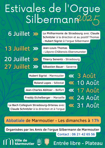 Dimanche 13 juillet 2025 Estivales de l'Orgue Silbermann : Jean-Louis Thomas à Marmoutier