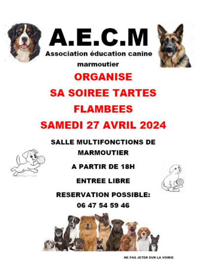 Samedi 27 avril 2024 Soirée Tartes Flambées A.E.C.M à Marmoutier
