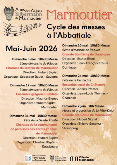 Dimanche 03 mai 2026 Cycle des Messes à l'abbatiale à Marmoutier
