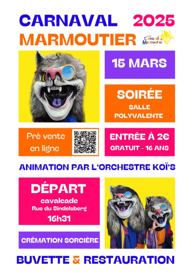 Samedi 15 mars 2025 Carnaval de Marmoutier à Marmoutier
