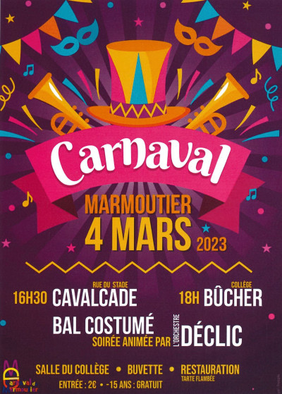 Samedi 04 mars 2023 Carnaval de Marmoutier à Marmoutier