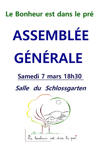 Samedi 07 mars 2026 Assemblée générale de Le Bonheur est dans le Pré à Marmoutier