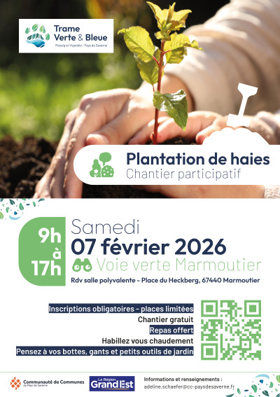 Samedi 07 février 2026 Chantier participatif : plantation de haies à Marmoutier