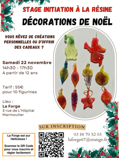Samedi 22 novembre 2025 Stage d'initiation à la résine : décorations de Noël à Marmoutier