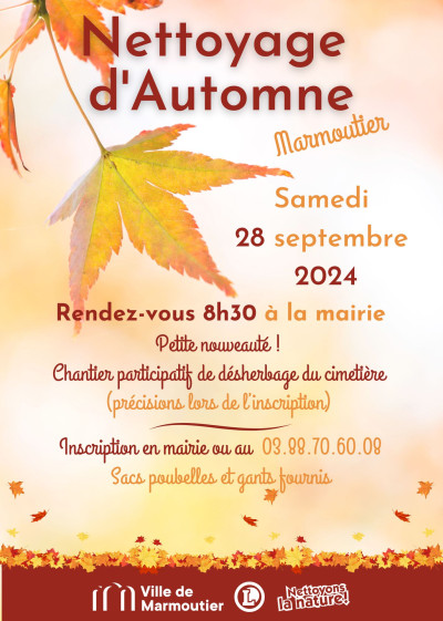 Samedi 28 septembre 2024 Nettoyage d'automne à Marmoutier