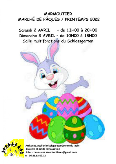 Samedi 02 avril 2022 Marché de Pâques/Printemps 2022 à Marmoutier