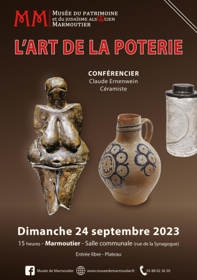 Dimanche 24 septembre 2023 Conférence : "L'art de la poterie" à Marmoutier