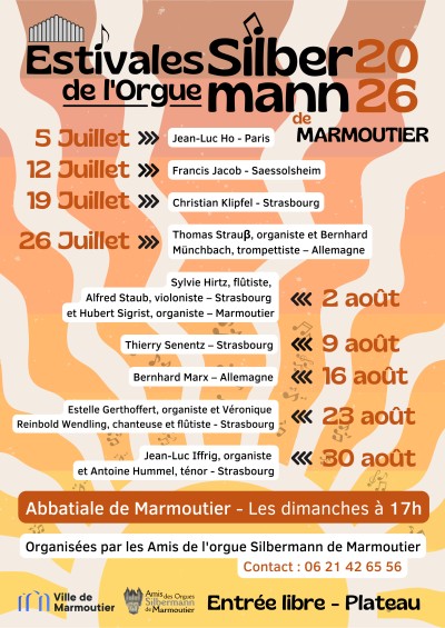 Dimanche 05 juillet 2026 Estivales de l'Orgue Silbermann à Marmoutier