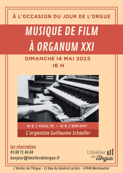 Dimanche 14 mai 2023 Musique de film à Organum XXI à Marmoutier