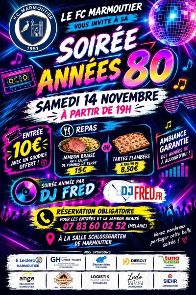 Samedi 14 novembre 2026 Soirée années 80 à Marmoutier