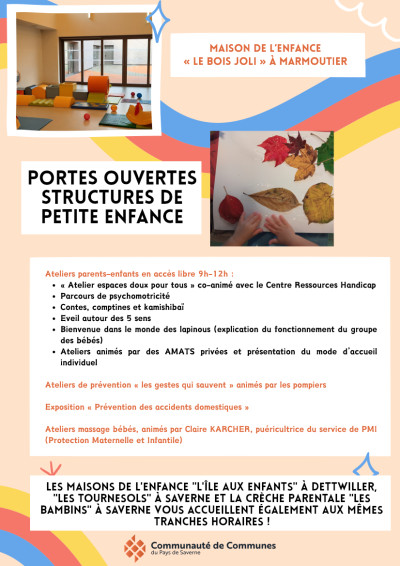 Samedi 16 mars 2024 Portes ouvertes structures petite enfance (Maison de l'enfance à Marmoutier