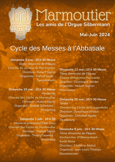 Dimanche 26 mai 2024 Cycle des Messes à l'Abbatiale à Marmoutier