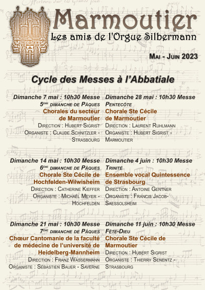 Dimanche 28 mai 2023 Cycle des Messes à l'Abbatiale à Marmoutier