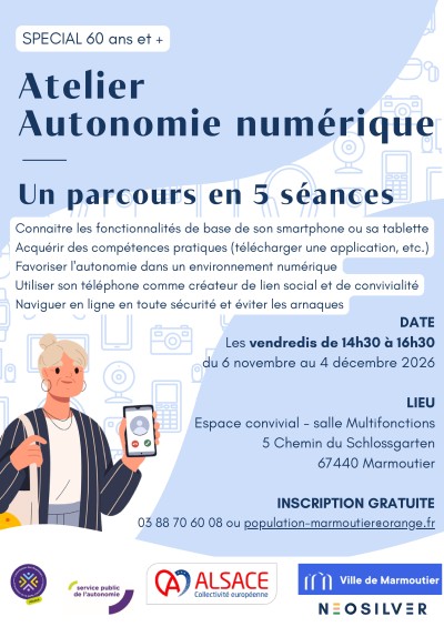 Vendredi 06 novembre 2026 Atelier Autonomie numérique à Marmoutier