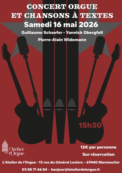 Samedi 16 mai 2026 Concert orgue et chansons à textes à Marmoutier