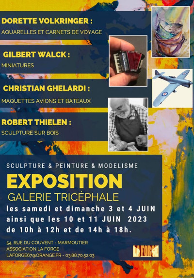 Samedi 03 juin 2023 Exposition Sculpture, Peinture et Modélisme à Marmoutier