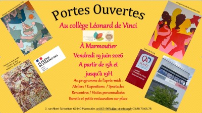 Vendredi 19 juin 2026 Portes ouvertes : Collège Léonard de Vinci à Marmoutier